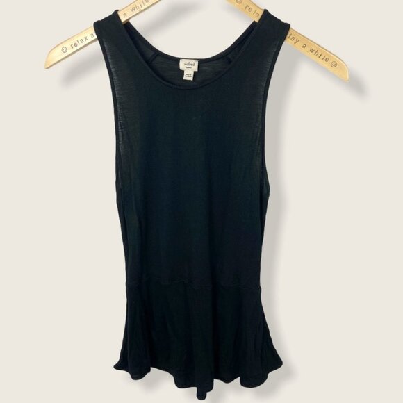 Aritzia Wilfred Black Concorde Peplum Tank Top Size XS Lightweight Minimimalist - Picture 3 of 7
